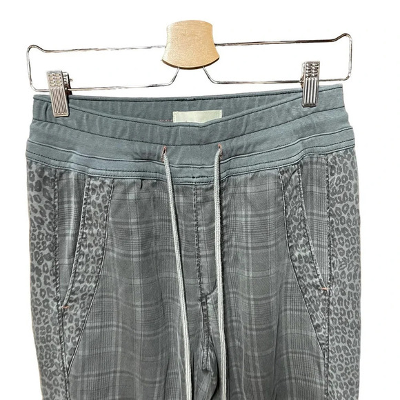 Anthropologie Kalli Joggers Pants Drawstring Plaid Leopard Print Gray Size XS - Picture 3 of 9